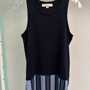 LOFT Navy Mixed Media Tank